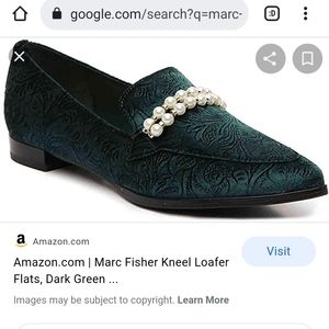 Marc Fisher Kneel Loafer Flats, Dark Green Velvet